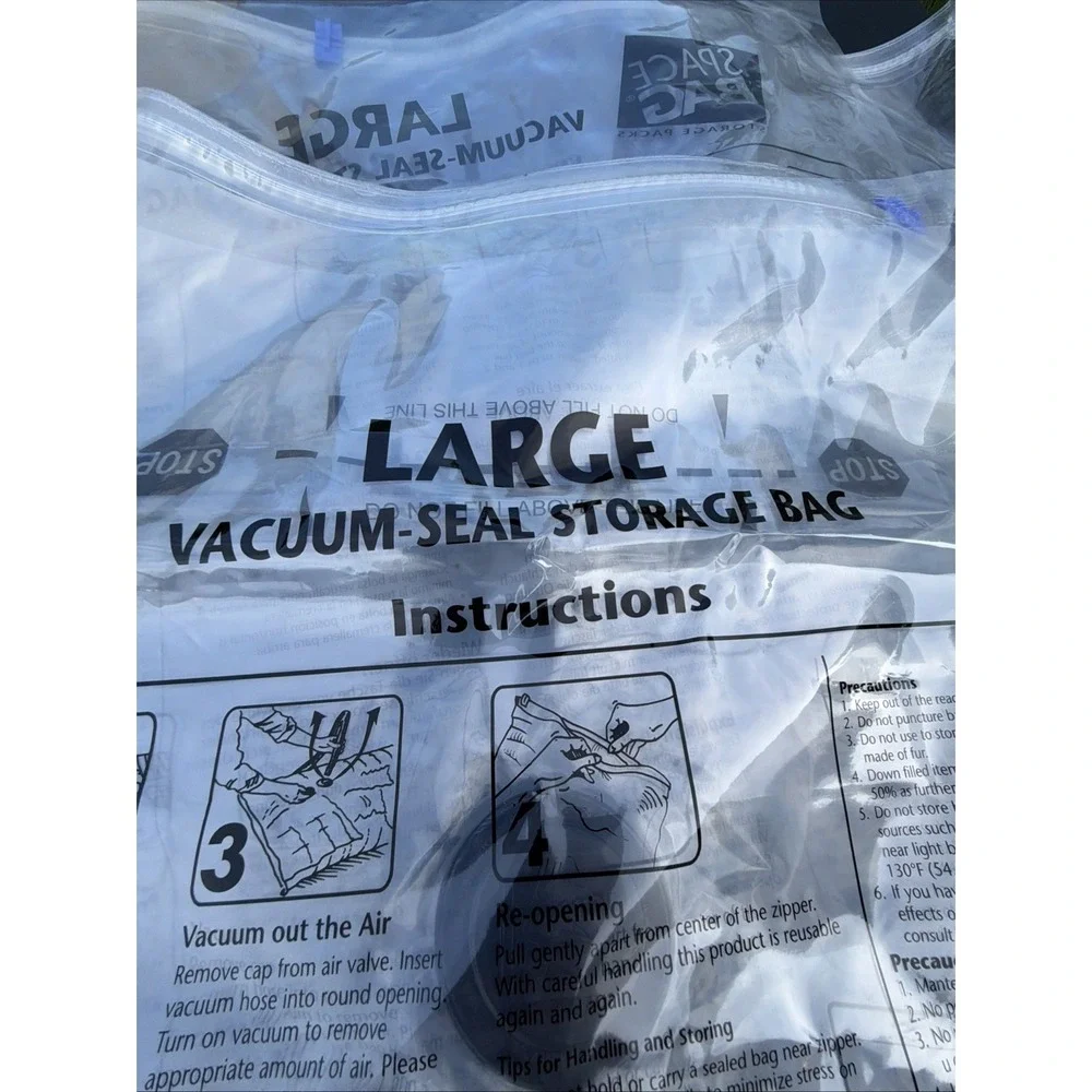 2 Large Space Bag Storage Bags Vac Airtight Reusable Waterproof 21.5X33.5